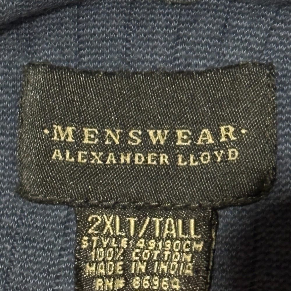 ALEXANDER LLOYD Menswear Blue Textured Long Sleeve Polo Shirt 2XLT Tall‎ Casual - Picture 4 of 7